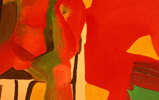 Painting in red and green light